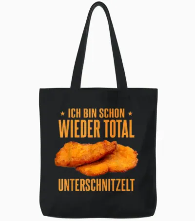 Lustig Deutsches Essen Schnitzel Unterschnitzelt Tote Bags - Black