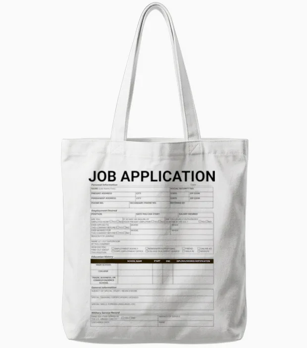 Job Application Costume Halloween Gift Tote Bags in White