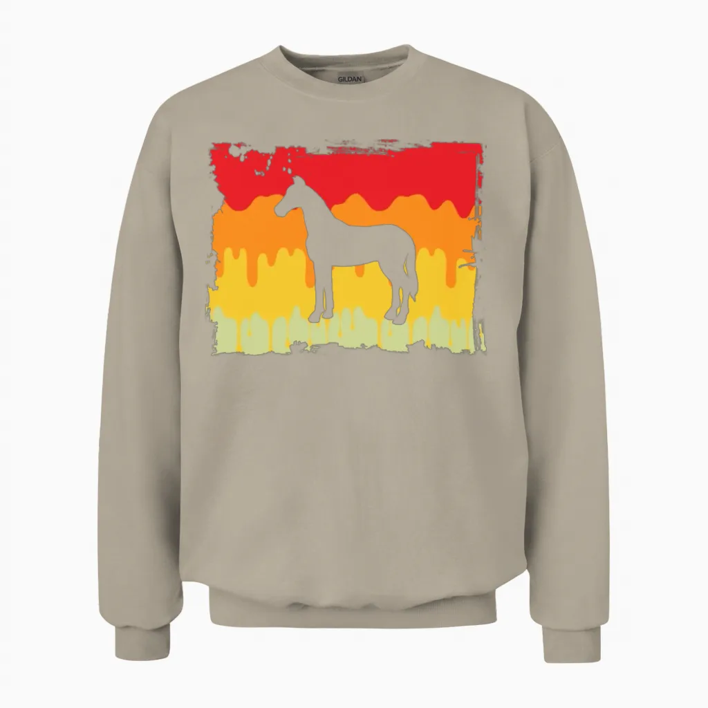 Horse Retro Lovers Gift Unisex Sweatshirt in Sand