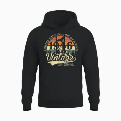 Original 1946 Vintage Cadeau 80 Ans Anniversaire Homme Femme Unisex Hoodie - Black