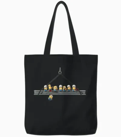 Minions Many Minions on a Crane Tote Bags - Black