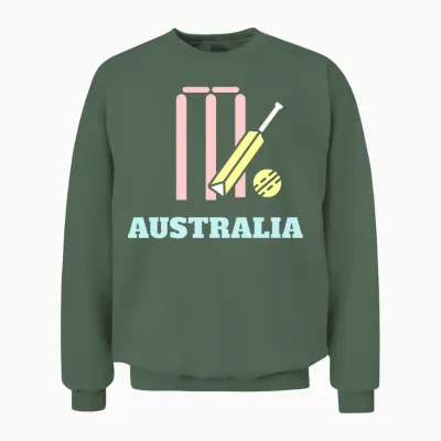 Cricket Bats and Ball Australia Unisex Sweatshirt - Military Green
