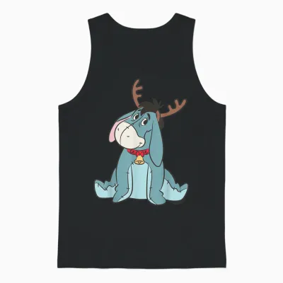 Disney Eeyore Christmas Reindeer Winnie the Pooh Holiday Unisex Tank Top - Black