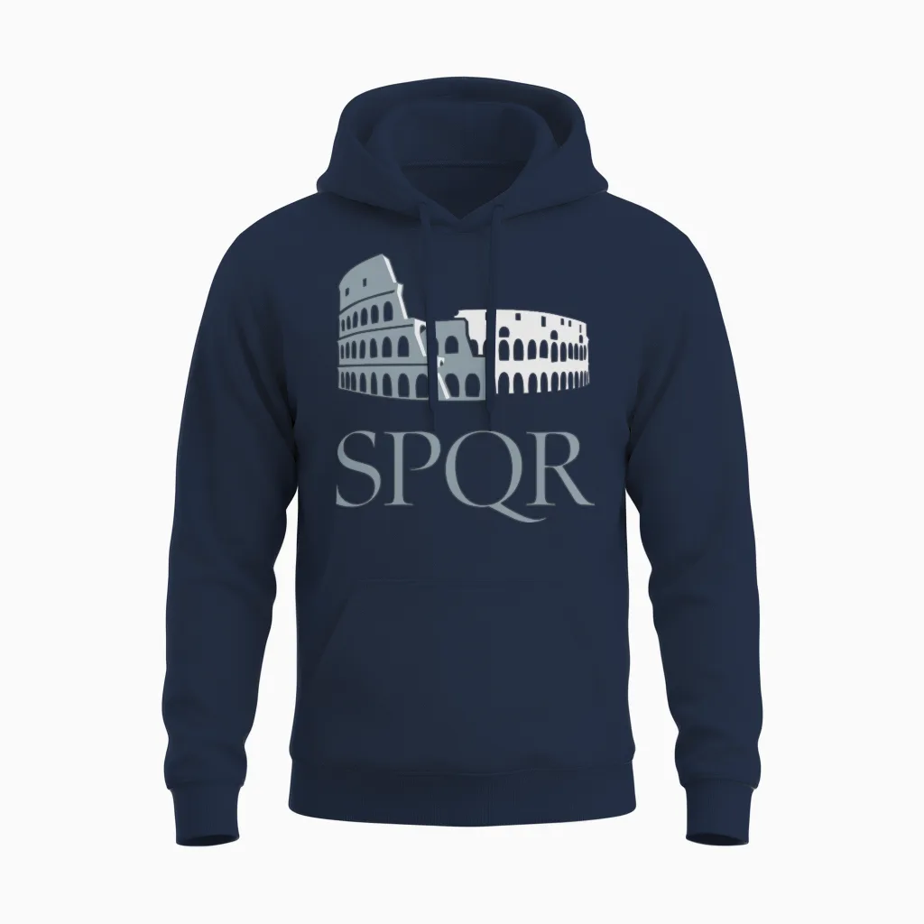 Colosseo Spqr Unisex Hoodie in Navy