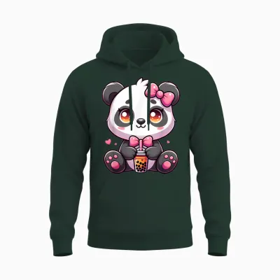 Cute Kawaii Panda Bubble Tea Kawaii Anime Kawaii Cute Panda Unisex Hoodie - Forest