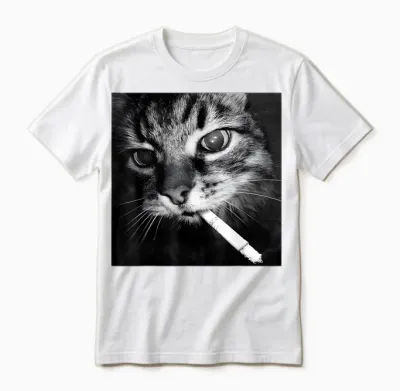 Cigarette Kitten Funny Smoking Cat Meme Stupid Brainrot Unisex T-Shirt - White
