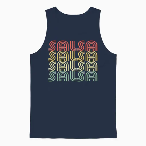 Salsa Retro Design Unisex Tank Top in Navy