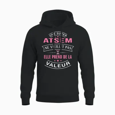 Une Super Atsem Ne Vieillit Pas Cadeau Atsem Unisex Hoodie - Black