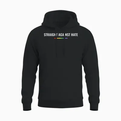 Straight Against Hate Lgbt Gay Pride Ally Unisex Hoodie - Black