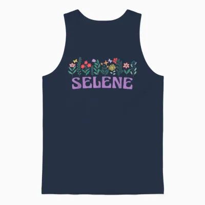 Wildflower Floral Selene Name Mother's Day Women's T-Shirt, White, S Unisex Tank Top - Navy