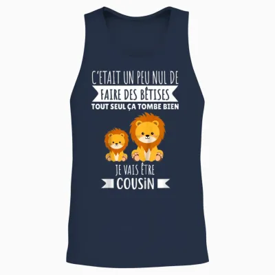 Child Future Cousin Announcement Pregnancy Je Vais Etre Cousin 2025 T-Shirt, Black, 2 Unisex Tank Top - Navy