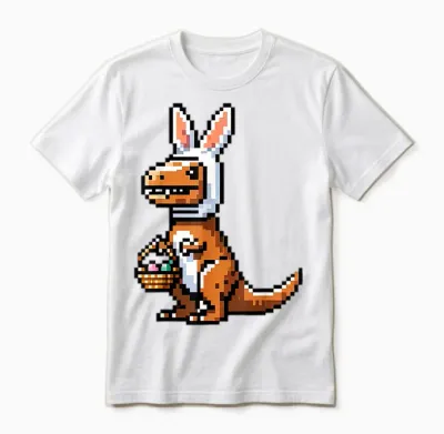 Verpixelter Dino Osterhase T-Rex Frohe Ostern Videospieler Unisex T-Shirt - White