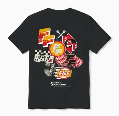 F&f Icons, Fast and Furious T-Shirt Film Derivatives Unisex T-Shirt - Black