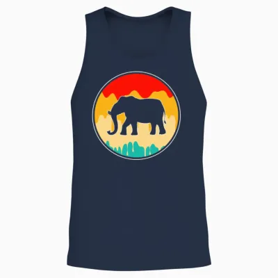 Elephant Retro Unisex Tank Top - Navy