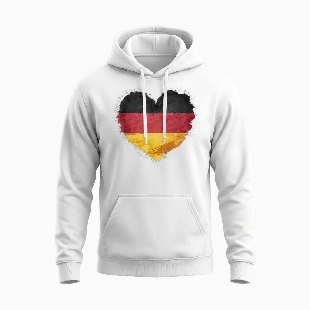 Deutsch Banner Fan Deutschland Flagge Herzform Kunst Unisex Hoodie in White