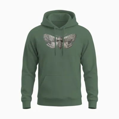 Butterfly Insects Vintage Unisex Hoodie - Military Green