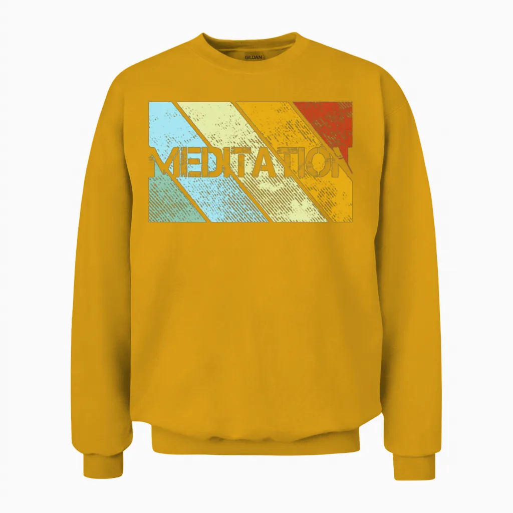 Meditation Retro Unisex Sweatshirt in Gold