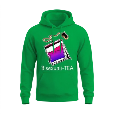 Bisexualitea Funny Bisexual Tea Bag Bi Pride Color Unisex Hoodie - Irish Green