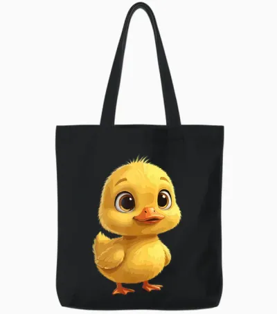 Adorable Petit Caneton Mignon Poussin Jaune Tote Bags - Black