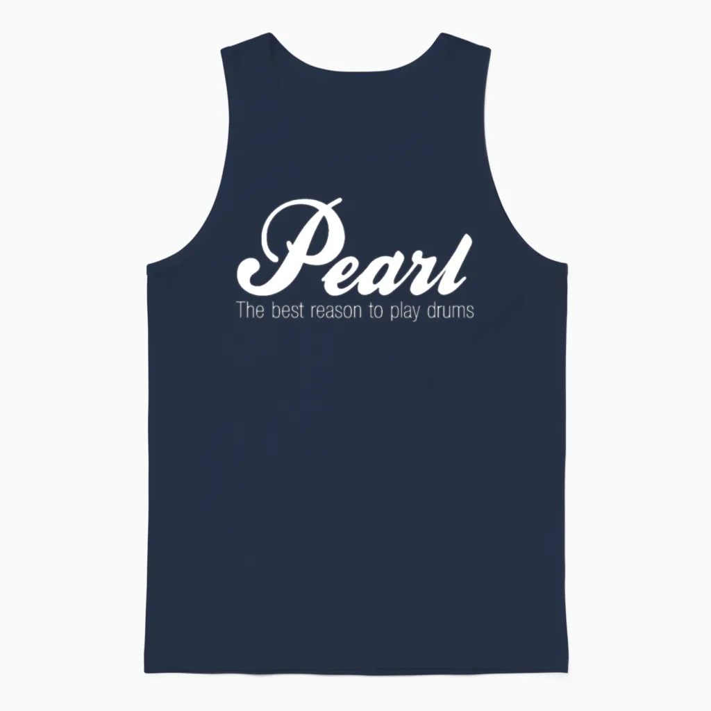 Pearl Drums White Unisex Tank Top in Navy