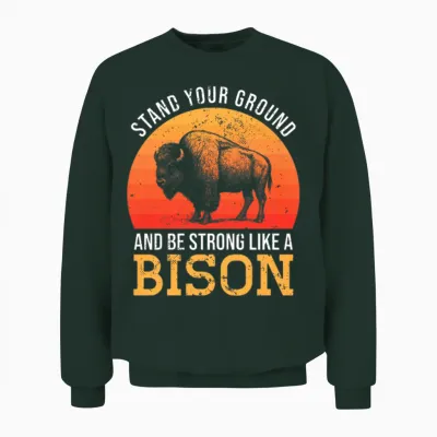 Bison - Retro Sunset Unisex Sweatshirt - Forest