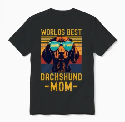 Dachshund with Sunglasses Retro Unisex T-Shirt - Black