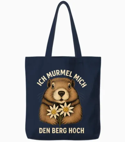 Ich Murmel Mich Den Berg Hoch Lustiges Murmeltier Edelweiß Tote Bags - Navy