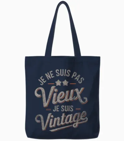 Je Ne Suis Pas Vieux Je Suis Vintage Gift Man T-Shirt, Black, S Tote Bags - Navy