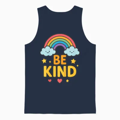 Kids Girls Be Kind Rainbow Motivational Message Colorful Positive Unisex Tank Top - Navy