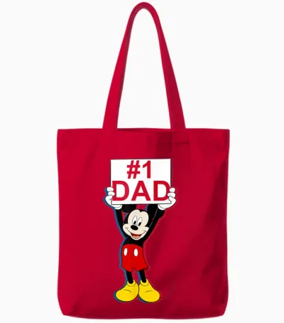 Disney Mickey Mouse Dad Mickey Mouse Big Logo Father's Day Tote Bags - Red