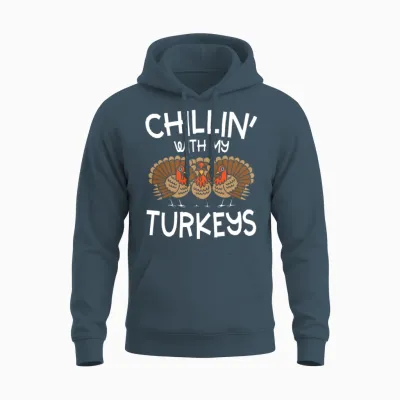 Chillin with My Turkeys Unisex Hoodie - Dark Heather