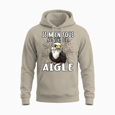 Je M'en Fous Je Suis Un Aigle - Sweet Bald Eagle T-Shirt, Black, S Unisex Hoodie - Sand