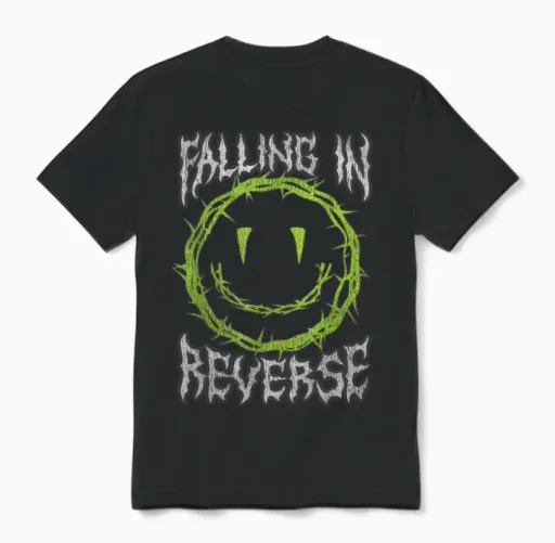 Falling in Reverse Smiley Thorns T-Shirt, Black Unisex T-Shirt in Black