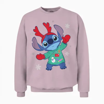 Disney Lilo & Stitch Christmas Outfit Celebration Unisex Sweatshirt - Light Pink