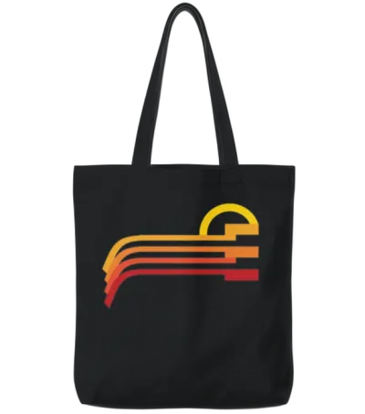 Sunset Retro Tote Bags - Black