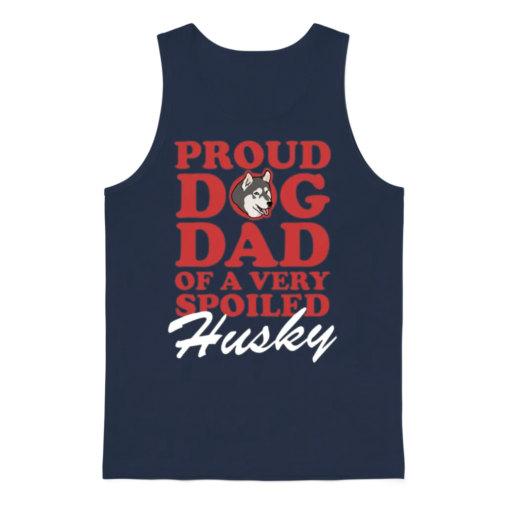 Husky Dogs Dog Dad of a Spoiled Husky Unisex Tank Top - Navy