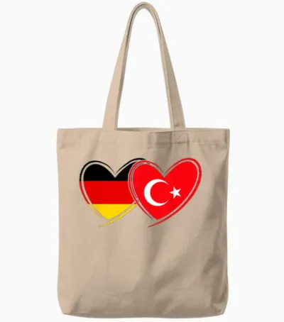 Deutsche Türkische Herz Flagge Deutschland Türkei Tote Bags - Natural