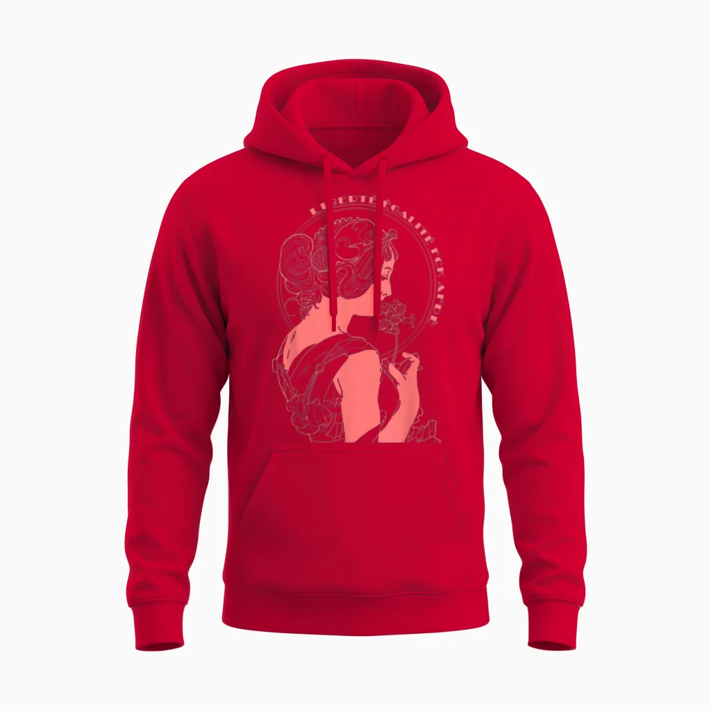 Liberte, Egalite, Fck Afde T-Shirt, Black Unisex Hoodie in Red