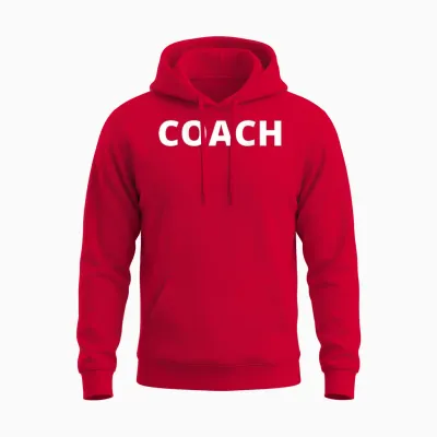 Coach Trainer Back T-Shirt, Black Unisex Hoodie - Red