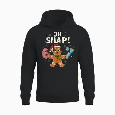 Gingerbread Six Seven 67 Bruh 6 7 Christmas Girl Boys Unisex Hoodie - Black