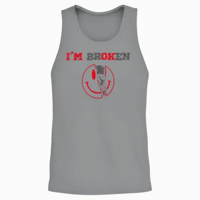 Confused Smile I'm Broken Invisible Illness I Am Ok Broken Unisex Tank Top - Sport Grey