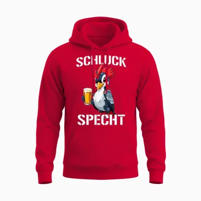 Specht Schluckspecht Papa Vatertag Bier Party Männertag Unisex Hoodie - Red