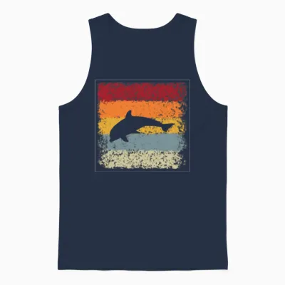 Fish Retro Unisex Tank Top - Navy