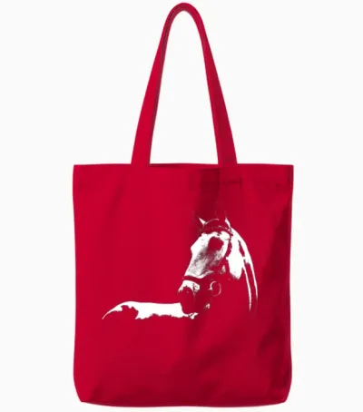 Horse Silhouette Horse Illustration Tote Bags - Red