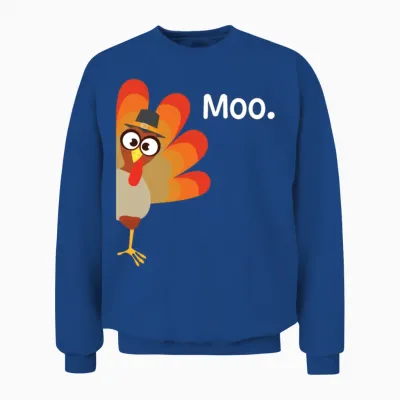 Turkey Moo Funny Turkey Day Thanksgiving Unisex Sweatshirt - Royal