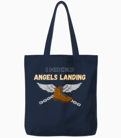 Angels Landing Hike Hiking Zion Utahnational Park Tote Bags - Navy