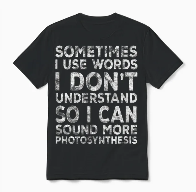 Lustiger Spruch "sometimes I Use Words I Don't Understand" Unisex T-Shirt in Black