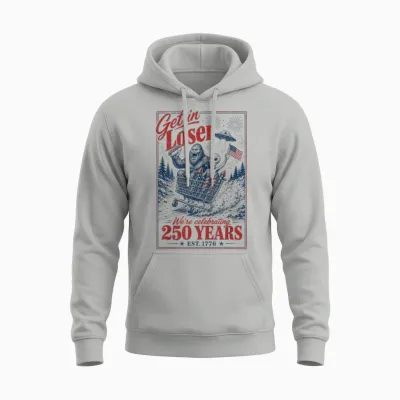 250 Years 250th Anniversary Usa July 4th Bigfoot Alien Unisex Hoodie - Ash