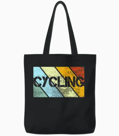 Cycling Retro Tote Bags - Black