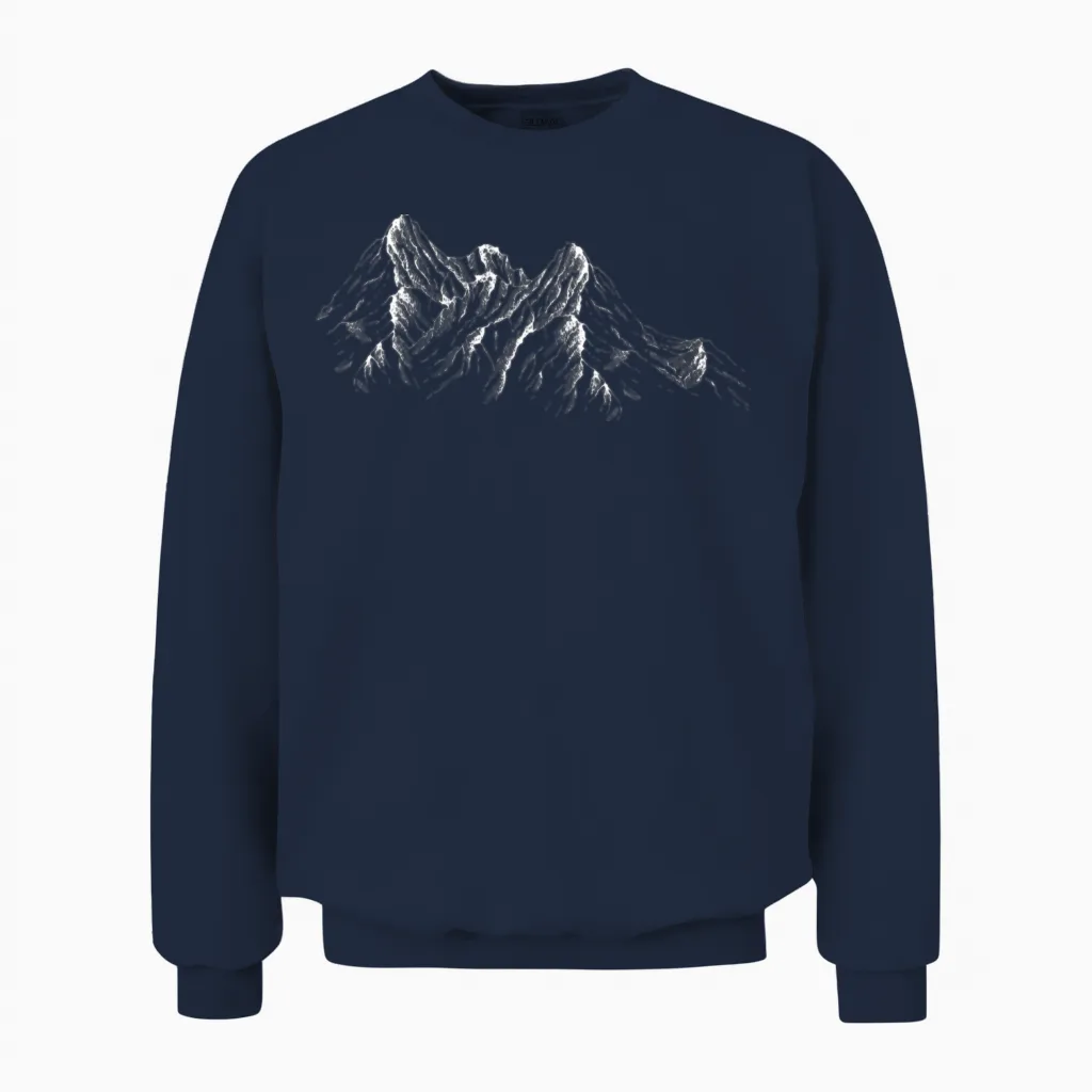 Mountain Sketch Unisex Sweatshirt in Navy
